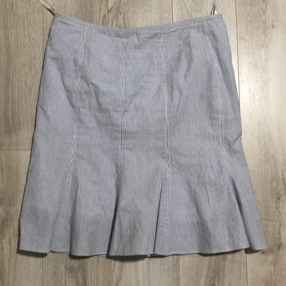 White and light blue stripe skirt